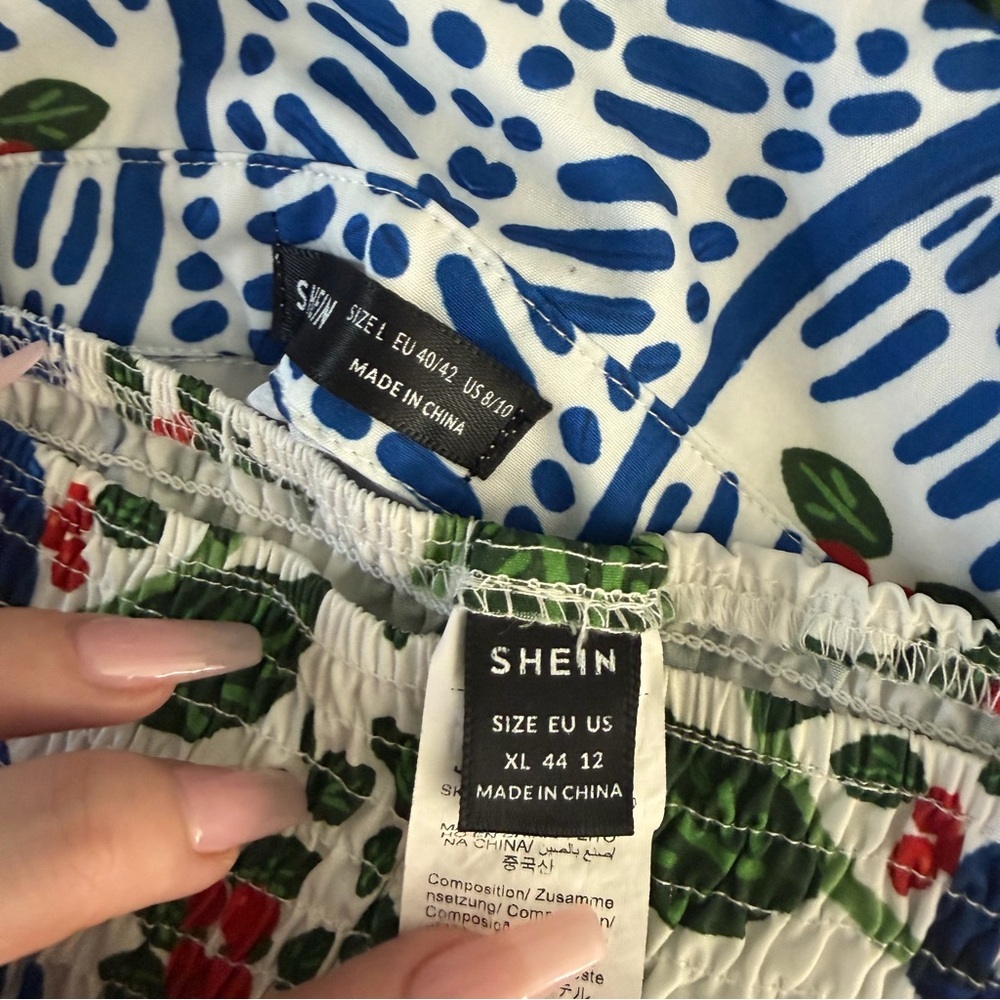 SHEIN Nature Floral Bird Vacation Resort Patterned Two Piece Set Size L/XL - Picture 7 of 8